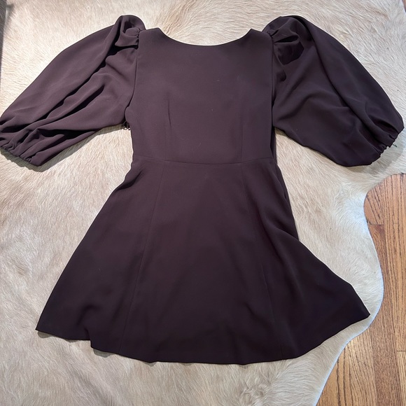 Rebecca Taylor Women's 3/4 Puffed-sleeved Scoop Neck Mini Dress, Plum Size 6-8 M - Picture 2 of 6